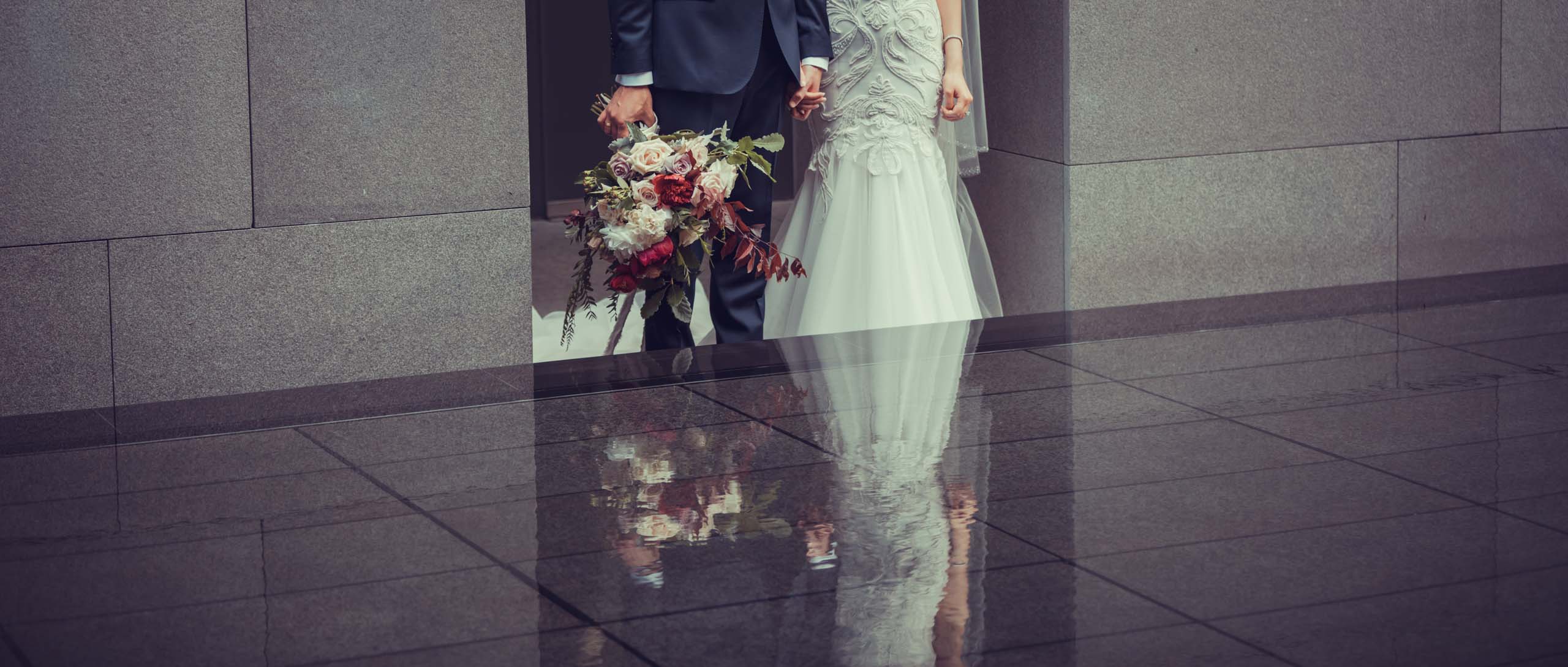 Bride and Groom Reflection